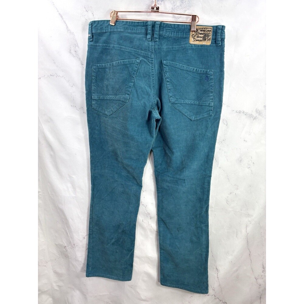 Vintage y2k VOLCOM Teal Corduroy Modern Straight Pant Mens 36 Mallcore 00s Retro - Picture 13 of 15
